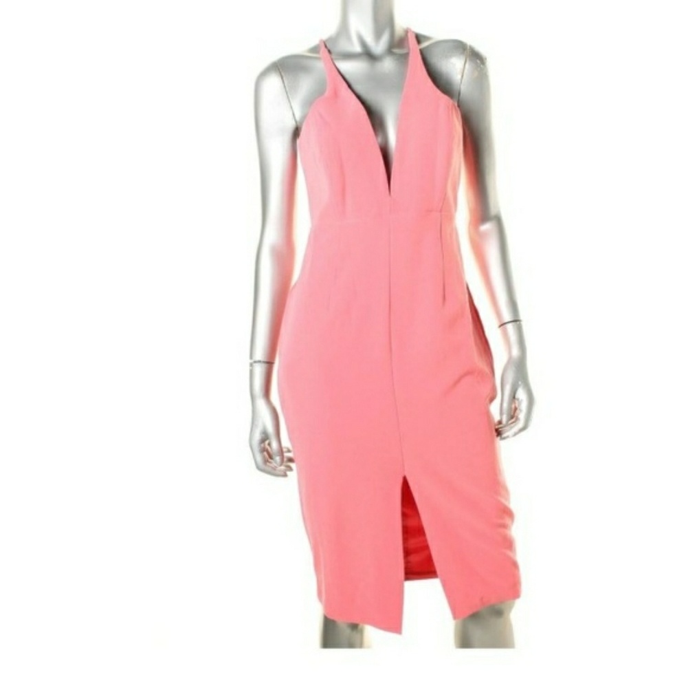 New Bardot Deep V front slit Dress